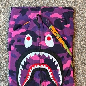 BAPE Purple Camo Shark Hoodie